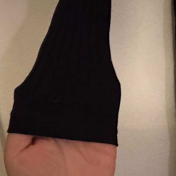 Topshop Black Long Sleeve ribbed short bodycon Dress - Picture 6 of 7